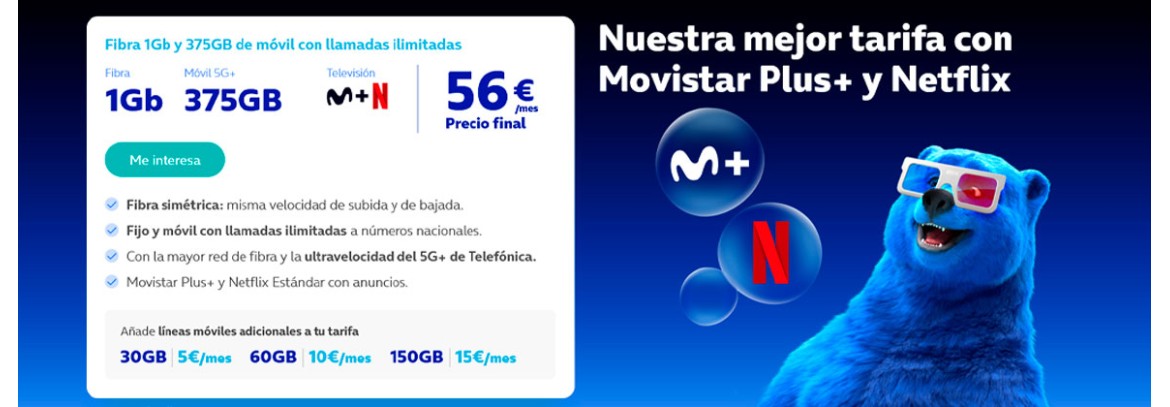 La mejor tarifa con Movistar Plus + y Netflix